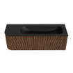 MONDIAZ KURVE 135cm Meuble salle de bain avec module 25 G - couleur Walnut - 1 tiroir - 1 porte - vasque BIG MEDIUM droite - 1 trou de robinet - Urban SW1138501