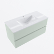 Mondiaz VICA ensemble de meuble de salle de bain - 100cm - meuble sous-vasque greey - 2 tiroirs - lavabo denia milieu - 1 trou de robinet - version haute de 60cm - blanc brillant SW1080278