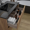 Adema Chaci Ensemble de meuble - 80x46x55cm - 1 vasque en céramique noire - 1 trou de robinet - 2 tiroirs - armoire de toilette - cannelle SW856560