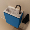 MONDIAZ TURE-DLUX Meuble toilette - 40cm - Jeans - EDEN - vasque Glace - position gauche - 1 trou de robinet SW1103366