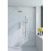 Fortifura Nebbio Ensemble de douche de tête - robinet encastré - partie encastrée - barre de douche - flexible de douche lisse - douchette barre - bras de douche mural 35 cm - douche de tête ronde 30 cm - inox brossé PVD SW1237522