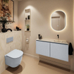 MONDIAZ TURE-DLUX meuble de toilettes 100cm Clay. EDEN lavabo Ostra position droite. Sans trou de robinet. SW1104810