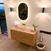 Mondiaz CIRO-DLUX Meuble de salle de bains avec lavabo - 110x45x50cm - Plan vasque Solid surface Arena - 1 vasque à gauche - sans trous de robinet - 2 tiroirs - Chêne SW1531329