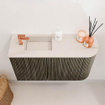 Mondiaz JOYA-DLUX Meuble de salle de bains 71,6cm - arrondi droit couleur Shadow - Vasque FAYE position Gauche 1 trou de robinet couleur Meli SW1424915