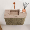 Mondiaz JOYA-DLUX 51.6cm toiletmeubel - ronding rechts kleur Dusk - Wastafel FAYE positie Links Zonder kraangat kleur Arena. SW1425758