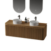 Royal Plaza Terra Edge Wastafelonderkast- 140cm - ribbel - 2 lades - afgeronde hoeken - sandwood (licht eiken) SW1449116