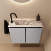 MONDIAZ TURE-DLUX Meuble toilette - 60cm - Plata - EDEN - vasque Glace - position gauche - 1 trou de robinet SW1103444