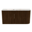 Mondiaz JOYA-DLUX 81.6cm toiletmeubel - ronding rechts kleur Walnut - Wastafel FAYE positie Links Zonder kraangat kleur Frappe. SW1422321