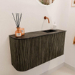Mondiaz JOYA-DLUX Meuble de salle de bains 81,6cm - arrondi gauche couleur Shadow - Vasque FAYE position Droite Sans trou de robinet couleur Lava SW1422897