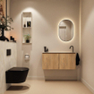 MONDIAZ TURE-DLUX Meuble toilette - 100cm - Washed Oak - EDEN - vasque Ostra - position droite - 1 trou de robinet SW1105178