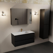 Mondiaz AIVY Ensemble de meuble - 100x45x50cm - 1 trou de robinet - 1 vasque Talc Solid surface - Centre - 2 tiroirs - avec armoire de toilette - MDF Urban SW892411