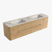 Mondiaz CIRO-DLUX Badkamermeubelset - 180x45x50cm - Solid surface wastafel Frappe - 2 wasbak Dubbel - zonder kraangaten - 4 lades - Oak SW1530890