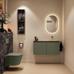 MONDIAZ TURE-DLUX Meuble de toilettes 100 cm Army. Lavabo EDEN Lava position droite. Sans trou de robinet. SW1103677
