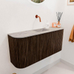 Mondiaz JOYA-DLUX 93.2cm meuble de salle de bains - arrondi gauche et droite couleur Walnut - Vasque FAYE position Milieu Sans trou de robinet couleur Glace. SW1422452