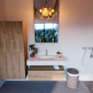 Mondiaz ALAN-DLUX Ensemble de meuble - 100cm - meuble Washed Oak mat - 1 tiroir - Lavabo Cloud Opalo suspendu - vasque Centre - 1 trou de robinet SW808940