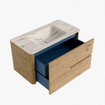 Mondiaz CIRO-DLUX Ensemble de meubles de salle de bains - 90x45x50cm - vasque en solid surface Nata - 1 lavabo au milieu - sans trous de robinet - 2 tiroirs - Chêne SW1531446