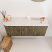 Mondiaz JOYA-DLUX 91.6cm toiletmeubel - ronding links kleur Dusk - Wastafel FAYE positie Rechts 1 kraangat kleur Ostra. SW1423409