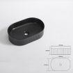 QeramiQ Arto vasque à poser - 49.5x31.5x13cm - cannelée - ovale - céramique - noir mat SW1413966