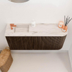 Mondiaz JOYA-DLUX 91.6cm toiletmeubel - ronding rechts kleur Walnut - Wastafel FAYE positie Links 1 kraangat kleur Nata. SW1424510