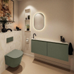 MONDIAZ TURE-DLUX Meuble de toilettes 120 cm Army. EDEN lavabo Ostra position gauche. Avec 1 trou de robinet. SW1104721