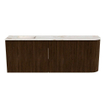 Mondiaz JOYA-DLUX 111.6cm toiletmeubel - ronding rechts kleur Walnut - Wastafel FAYE positie Links Zonder kraangat kleur Frappe. SW1422314