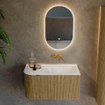 Mondiaz KURVE-DLUX Ensemble meuble de salle de bains - 85x46x40cm - 1 tiroir - 1 porte - lavabo solid surface - droit - sans trou de robinet - Dusk SW1415043