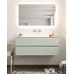 Mondiaz VICA Ensemble de meuble de salle de bain - 120cm - meuble sous-vasque greey - 2 tiroirs - lavabo cloud milieu - sans trou de robinet version XL 60cm haut SW1090869