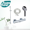 FugaFlow Eccelente Sobrado Ensemble de douche barre curseur avec douchette ronde, flexible lisse et robinet de douche Chrome SW1124019