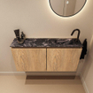 MONDIAZ TURE-DLUX Meuble toilette - 100cm - Washed Oak - EDEN - vasque Lava - position droite - 1 trou de robinet SW1104134