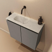 MONDIAZ TURE-DLUX Meuble WC 60 cm Smoke. Lavabo EDEN Opalo position gauche. Sans trou de robinet. SW1104558