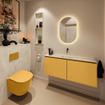 MONDIAZ TURE-DLUX meuble WC 120 cm Ocher. EDEN vasque Ostra position centrale. Sans trou de robinet. SW1104967