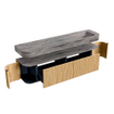MONDIAZ THOR-DLUX Meuble de salle de bains - 190cm - arrondi gauche + droite - couleur Oak - 2 tiroirs et 2 portes - Vasque suspendue CLOUD Droite 1 trou de robinet - couleur Sombra SW1466700