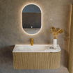 Ensemble de meuble Mondiaz KURVE - 105x46x40cm - 1 tiroir - 1 porte - lavabo en solid surface - gauche - 1 trou de robinet - Dusk SW1414783