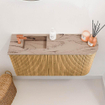 Mondiaz JOYA-DLUX 81.6cm toiletmeubel - ronding rechts kleur Oak - Wastafel FAYE positie Links 1 kraangat kleur Arena. SW1423887