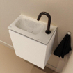 MONDIAZ TURE-DLUX Meuble toilette - 40cm - Talc - EDEN - vasque Opalo - position gauche - 1 trou de robinet SW1104154