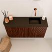 Mondiaz JOYA 81.6cm meuble de toilette - arrondi gauche couleur Ruby - Vasque FAYE position Droite Sans trou de robinet couleur Urban. SW1421891