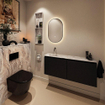 MONDIAZ TURE-DLUX Meuble toilette - 120cm - Urban - EDEN - vasque Glace - position gauche - sans trou de robinet SW1103122