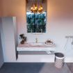 Mondiaz ALAN-DLUX Ensemble de meuble - 130cm - meuble Cale mat - 1 tiroir - Lavabo Cloud Glace suspendu - vasque Centre - 1 trou de robinet SW806182