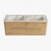 Mondiaz CIRO-DLUX Badkamermeubelset - 130x45x50cm - Solid surface wastafel Frappe - 2 wasbak Dubbel - zonder kraangaten - 4 lades - Oak SW1530874