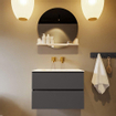 Mondiaz VICA-DLUX Ensemble de meuble de salle de bain - 70cm - meuble sous-vasque gris foncé - 2 tiroirs - lavabo encastré cloud milieu - sans trous de robinet - version haute de 60cm - ostra SW1087254