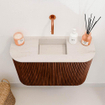 Mondiaz JOYA-DLUX 63.2cm meuble de salle de bains sous lavabo - arrondis gauche et droite couleur Ruby - Vasque FAYE position Milieu Sans trou de robinet couleur Meli. SW1425397