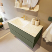 Mondiaz VICA-DLUX ensemble de meuble de salle de bain - 100cm - meuble sous-vasque armée - 2 tiroirs - lavabo encastré nuage gauche - 1 trou de robinet - version haute de 60cm - ostra SW1087027