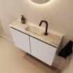 MONDIAZ TURE-DLUX Meuble toilette - 80cm - Linen - EDEN - vasque Frappe - position centrale - 1 trou de robinet SW1102889
