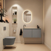 MONDIAZ TURE-DLUX Meuble toilette - 100cm - Smoke - EDEN - vasque Ostra - position gauche - 1 trou de robinet SW1105115