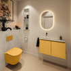 MONDIAZ TURE-DLUX Meuble toilette - 80cm - Ocher - EDEN - vasque Opalo - position gauche - sans trou de robinet SW1104415