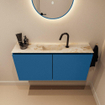 MONDIAZ TURE-DLUX Meuble toilette - 100cm - Jeans - EDEN - vasque Frappe - position centrale - 1 trou de robinet SW1102832