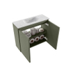 MONDIAZ TURE-DLUX Meuble toilette - 60cm - Army - EDEN - vasque Opalo - position centrale - sans trou de robinet SW1104186