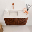 Mondiaz JOYA-DLUX 61.6cm toiletmeubel - ronding rechts kleur Ruby - Wastafel FAYE positie Links Zonder kraangat kleur Ostra. SW1423800