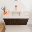 Mondiaz JOYA-DLUX Meuble de salle de bains 70cm - couleur Walnut - Vasque FAYE position Milieu Sans trou de robinet couleur Meli. SW1424403
