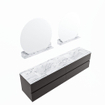 Mondiaz VICA-DLUX ensemble de meuble de salle de bain - 200cm - meuble sous-vasque gris foncé - 4 tiroirs - lavabo encastré cloud double - 2 trous de robinet - version haute de 60cm - glace SW1090190